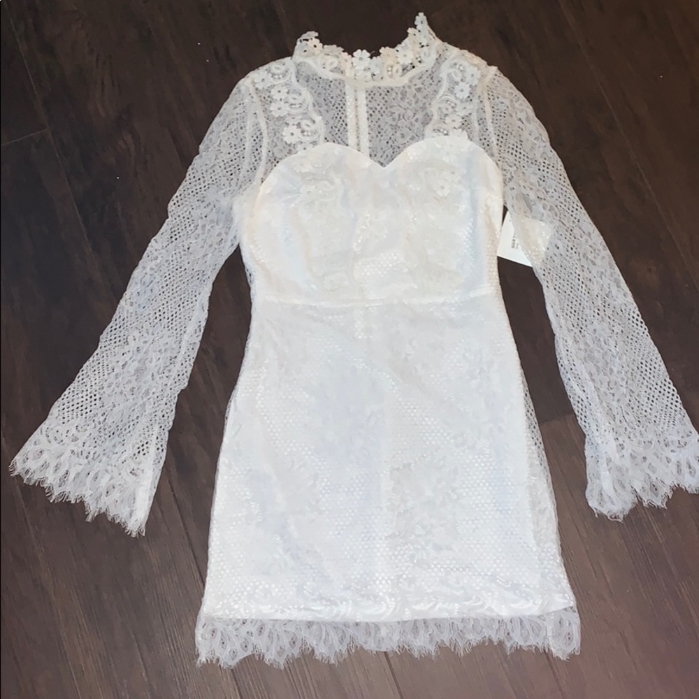 White dress with bell sleeve